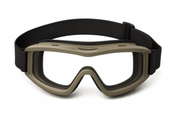 Tactical protective goggles desert tan color transparent background