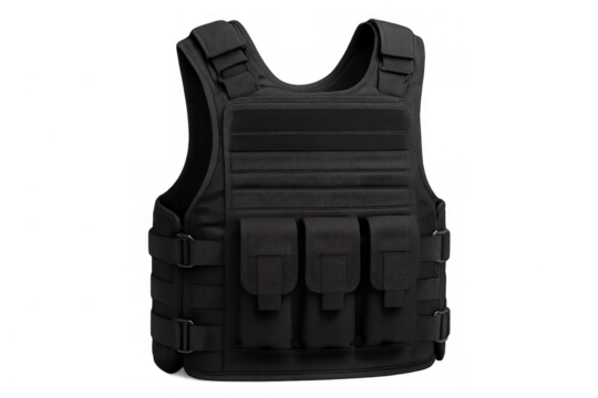 Black tactical ballistic vest for professional protection