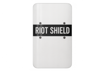 White law enforcement riot shield protecting city police