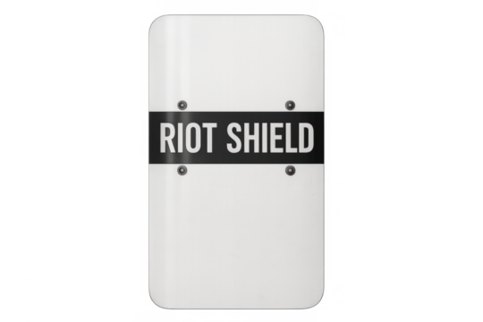 White law enforcement riot shield protecting city police