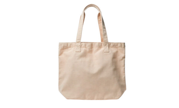 beige linen shopping bag on a white background