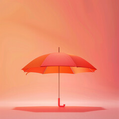 Vibrant orange and pink umbrella standing open against a warm, soft gradient background, representing protection. Mockup