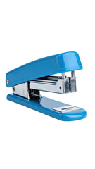 Blue stapler, angled view