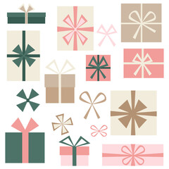 A cute set of gifts in soft pastel colors. Vector illustration