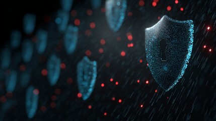 Cybersecurity Shield with Digital Locks