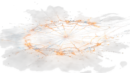 Vibrant abstract network of glowing lights and energy bursts creating a dynamic, interconnected digital web for technology innovation. . Perfect for Halloween Designs