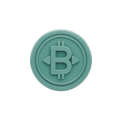 Obraz premium A teal colored three dimensional bitcoin cryptocurrency coin symbol with a prominent b in the center isolated on white background