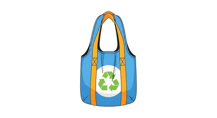 Blue reusable shopping bag with recycling symbol, a perfect eco-friendly alternative for groceries