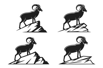 Minimalist bighorn sheep icons set
