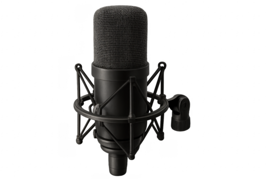 Professional studio microphone recording sound with transparent background