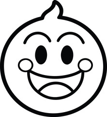 Cute Flushed Face Emoji Design with Adorable Blushing Expression Line Art Vector illustration