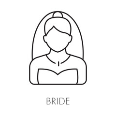 Beautiful Bride Wedding Dress Icon with Editable Stroke