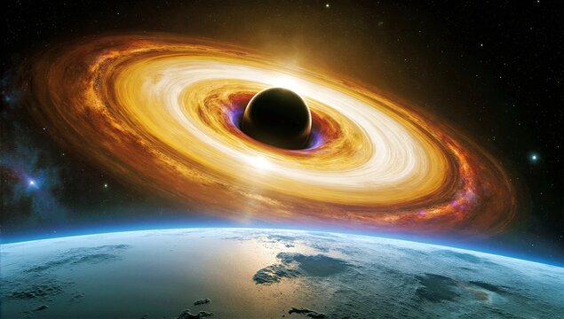 A Stunning Visualization Of A Black Hole Accretion Disk And Distant Exoplanet Orbiting