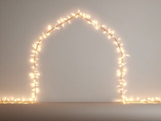 Warm fairy lights on light gray interior wall for cozy home decor and ambiance