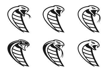 Minimalist cobra snake icon set with bold colors