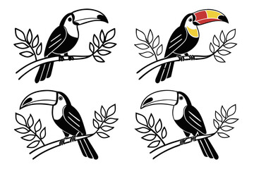 Minimalist colorful toucan icon set