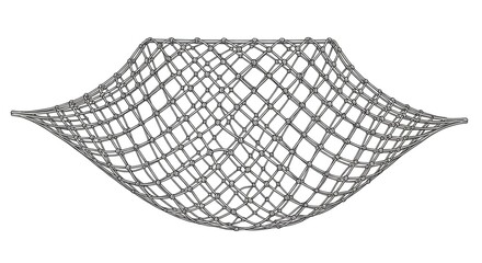 Symmetrical gray web or lattice structure illustrating concepts of connection, network systems, and digital frameworks. Isolated abstract graphic