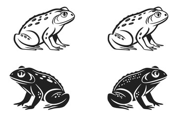 Minimalist desert toad icon set with black and yellow colors