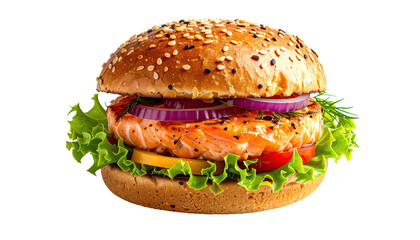 Gourmet salmon burger on a bun