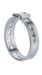 A band ring with a segmented, studded design and a square clasp