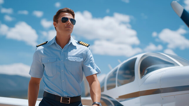 A pilot cross-referencing a pre-flight checklist with instrument readings while walking around the aircraft, symbolizing safety, procedural rigor, and the systematic approach required for aviation