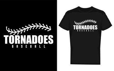 Tornadoes baseball team silhouette halfball design for school and college sports advertising banner isolated on transparent background