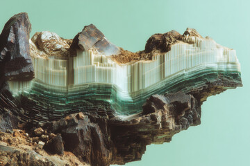 Mineral rock with layered structure