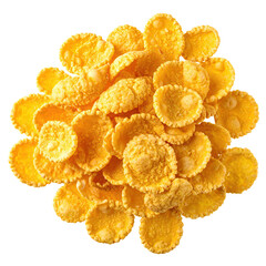 Close-up of a cluster of golden-yellow cereal flakes