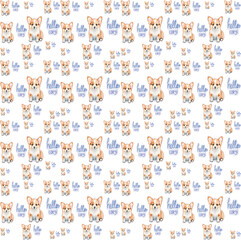 seamless pattern with corgi dogs