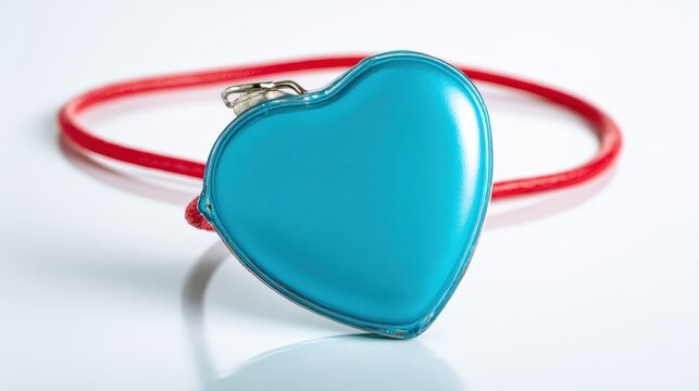 Colorful heart shaped locket pendant on red string showcasing simple jewelry design