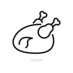 Fried chicken line icon. Meat symbol. Food concept. Isolated on a white background. Editable stroke. Flat design. Vector illustration.