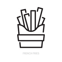 French fries line icon. Potato symbol. Fast food concept. Isolated on a white background. Editable stroke. Flat design. Vector illustration.