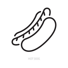 Hot dog line icon, symbol. Fast food concept. Isolated on a white background. Editable stroke. Flat design. Vector illustration.