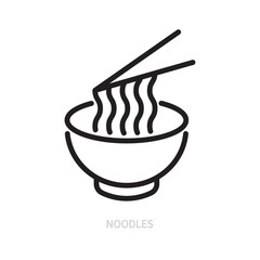 Noodles line icon, symbol. Fast food concept. Isolated on a white background. Editable stroke. Flat design. Vector illustration.