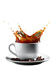 Coffee splash in a white cup