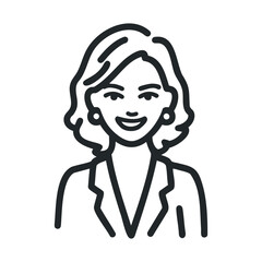 Obraz premium Female business professional icon - smiling caucasian adult woman in suit line art