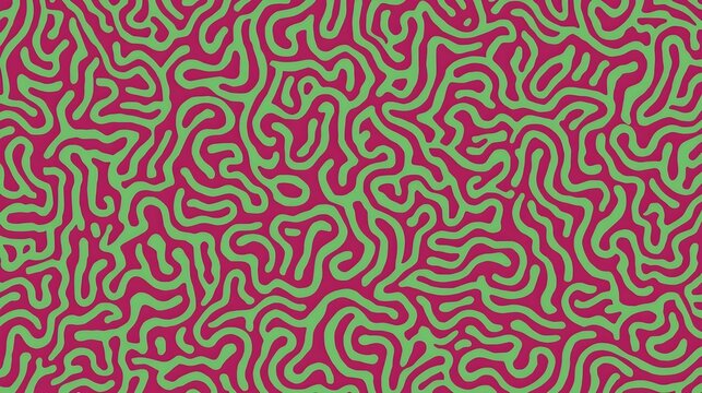 Rich Magenta Lime Green Abstract Coral Pattern