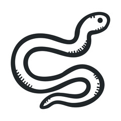 Fototapeta premium Simple black and white cartoon snake illustration on white background