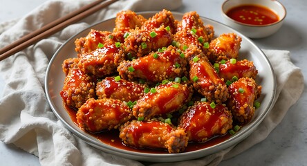 Sweet and spicy korean fried chicken wings