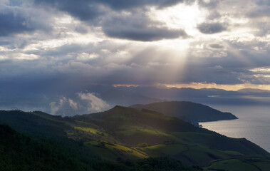 Sunset on the coast of the Basque Country from Mount Jaizkibel.