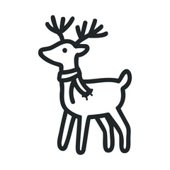 Fototapeta premium Simple line art of reindeer with antlers and scarf