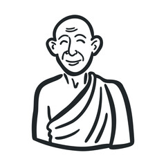 Obraz premium Elderly asian male in traditional robe illustration with smiling expression