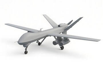 Obraz premium 3D Render of Large-Scale Military Combat Drone with Missile Pods – Isolated on White