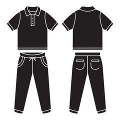 Men Polo Shirt and Pants Vector Icons Set in Solid Style for Fashion and Clothing Design Isolated