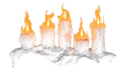 Five flickering candles with dripping wax create a warm, inviting glow perfect for festive celebrations or moments of quiet reflection.. Perfect for Halloween Designs