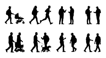 Obraz premium Abstract diverse human faces and figures vector set isolated on transparent background design