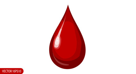 Obraz premium Shiny red blood drop vector illustration, isolated on transparent background, medical healthcare symbol