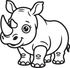  Adorable Rhino with Flowers for Kids | Easy Printable Coloring Book Page