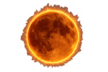 Burning sun celestial body glowing with energy