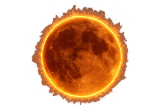 Burning sun celestial body glowing with energy